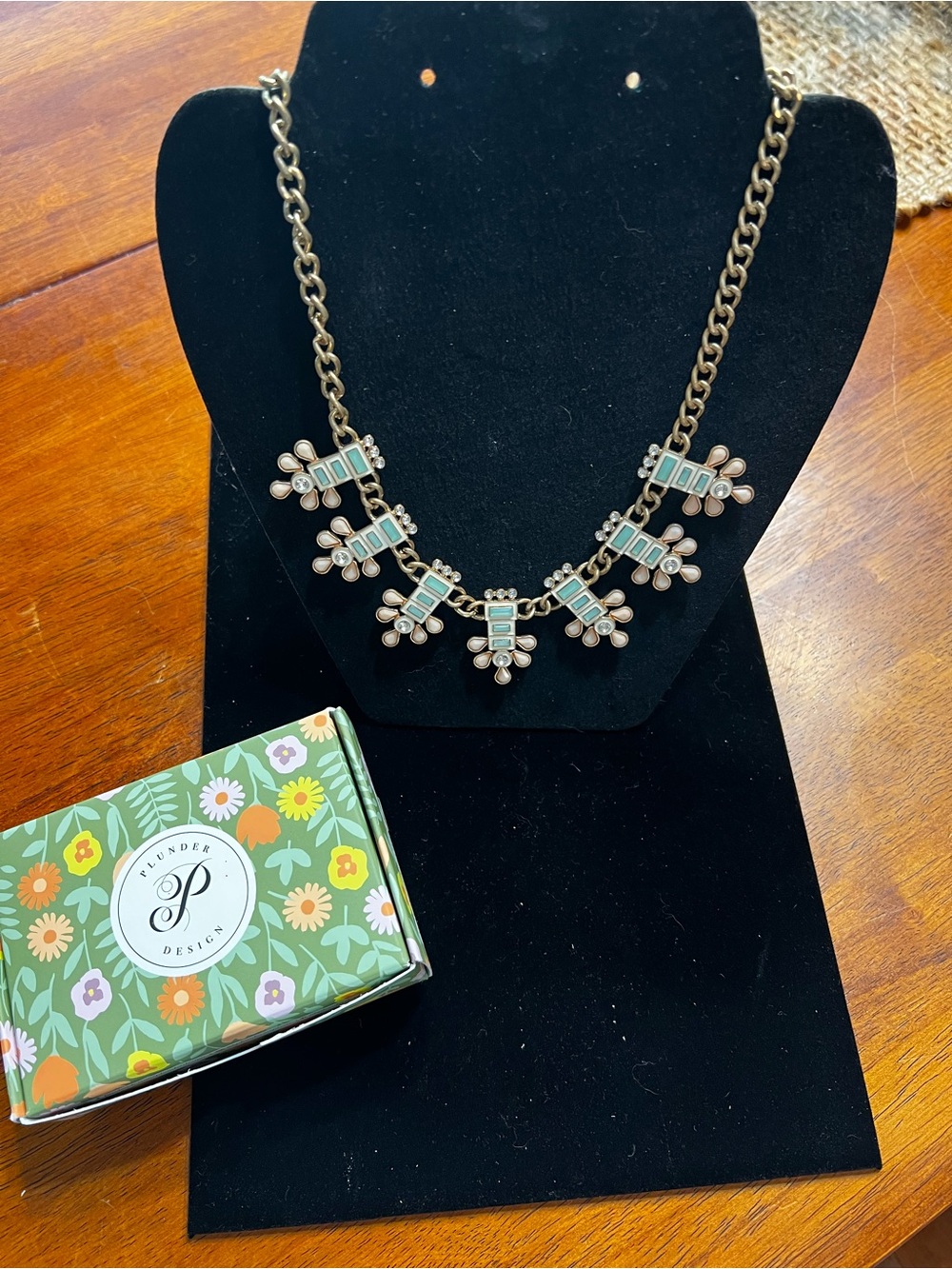 Plunder Aqua and Pink Pendant Collar Necklace